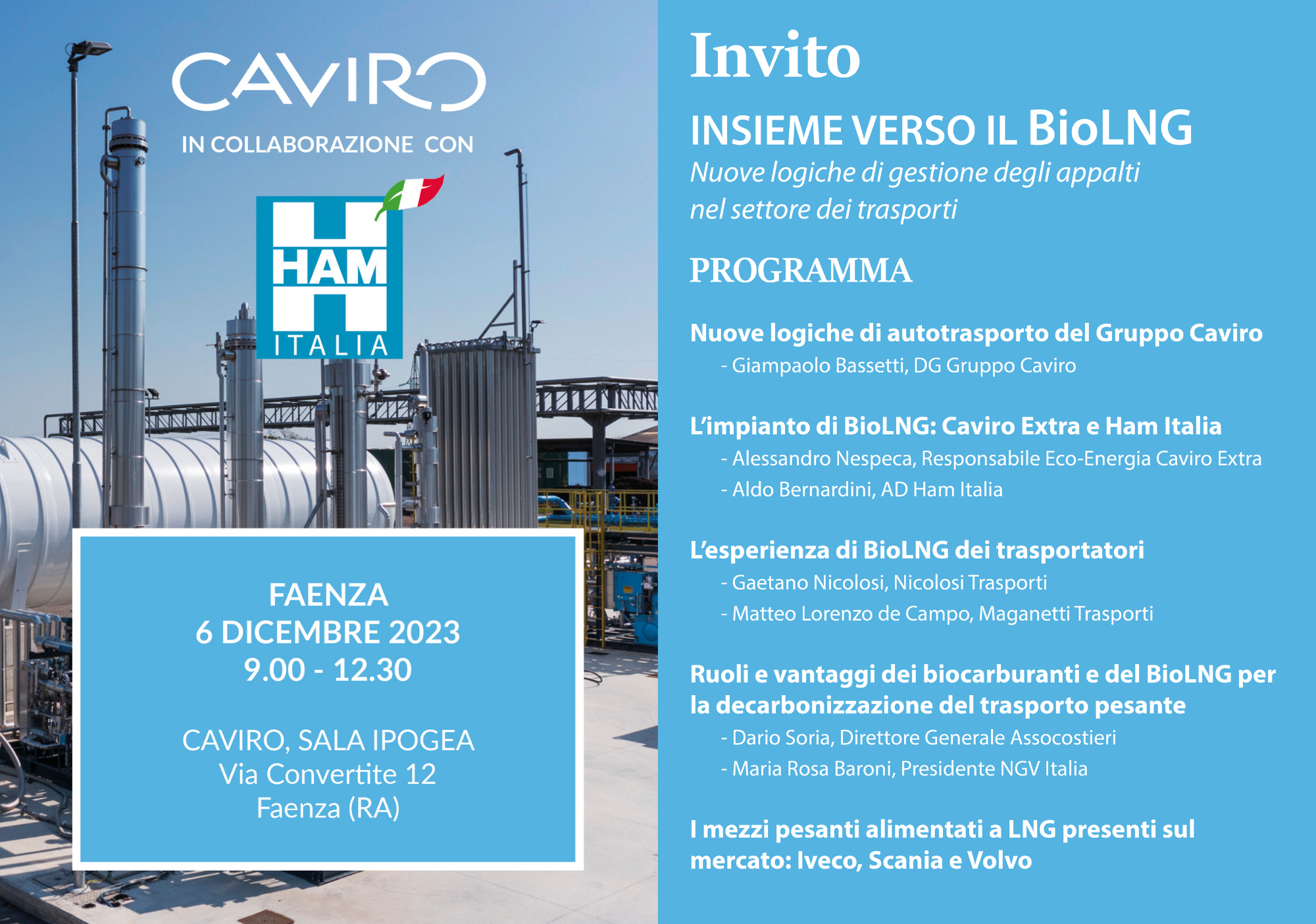 Invito convegno BioLNG CAVIRO 6 dicembre 2023